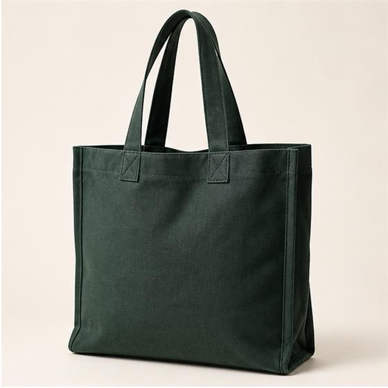 Deep green heavy canvas tote bag with full handles
